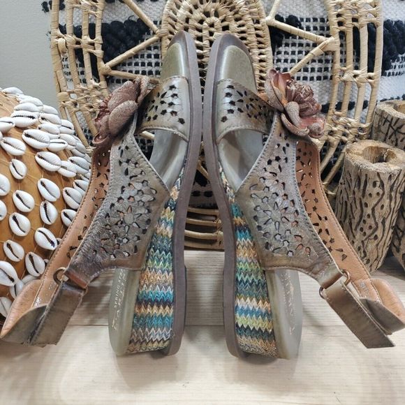 NWOB L'Artiste Suzietta Slingback Sandal Weave Basket Wedge Leather Boho 8.5/39 - Picture 5 of 12